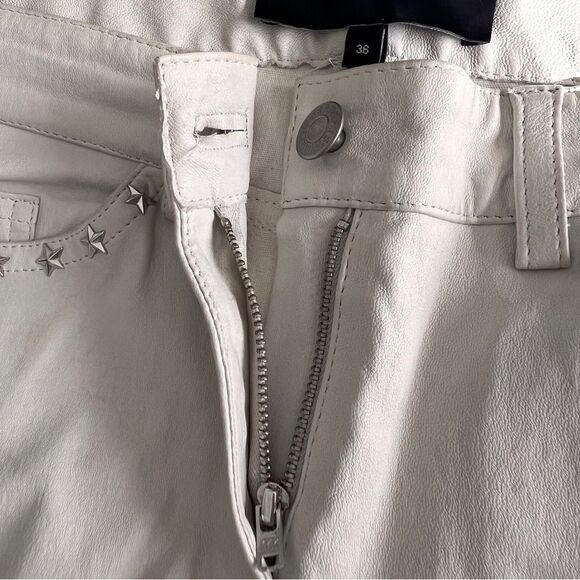 Isabel Marant White Leather Pants with Star Studs Size 36 FR. 4 USA - Picture 8 of 10